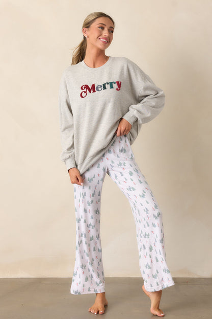 Z Supply Merry Light Heather Grey Fleece Sweatshirt