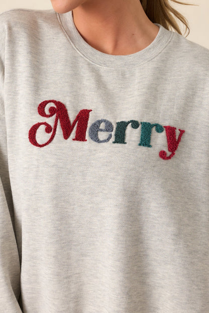 Z Supply Merry Light Heather Grey Fleece Sweatshirt