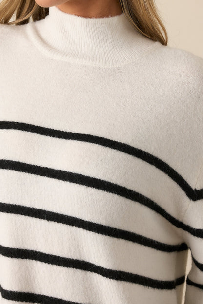 Z Supply Fin Sea Salt Ivory Stripe Turtleneck Sweater