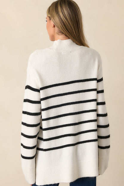 Z Supply Fin Sea Salt Ivory Stripe Turtleneck Sweater
