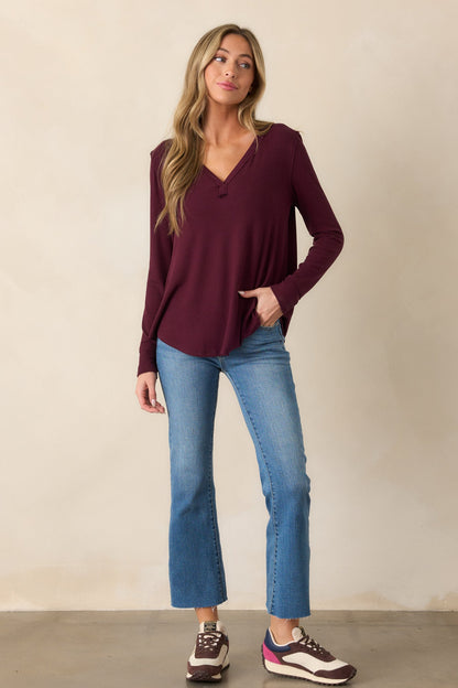 Z Supply Elton Rib Berry Wine Top