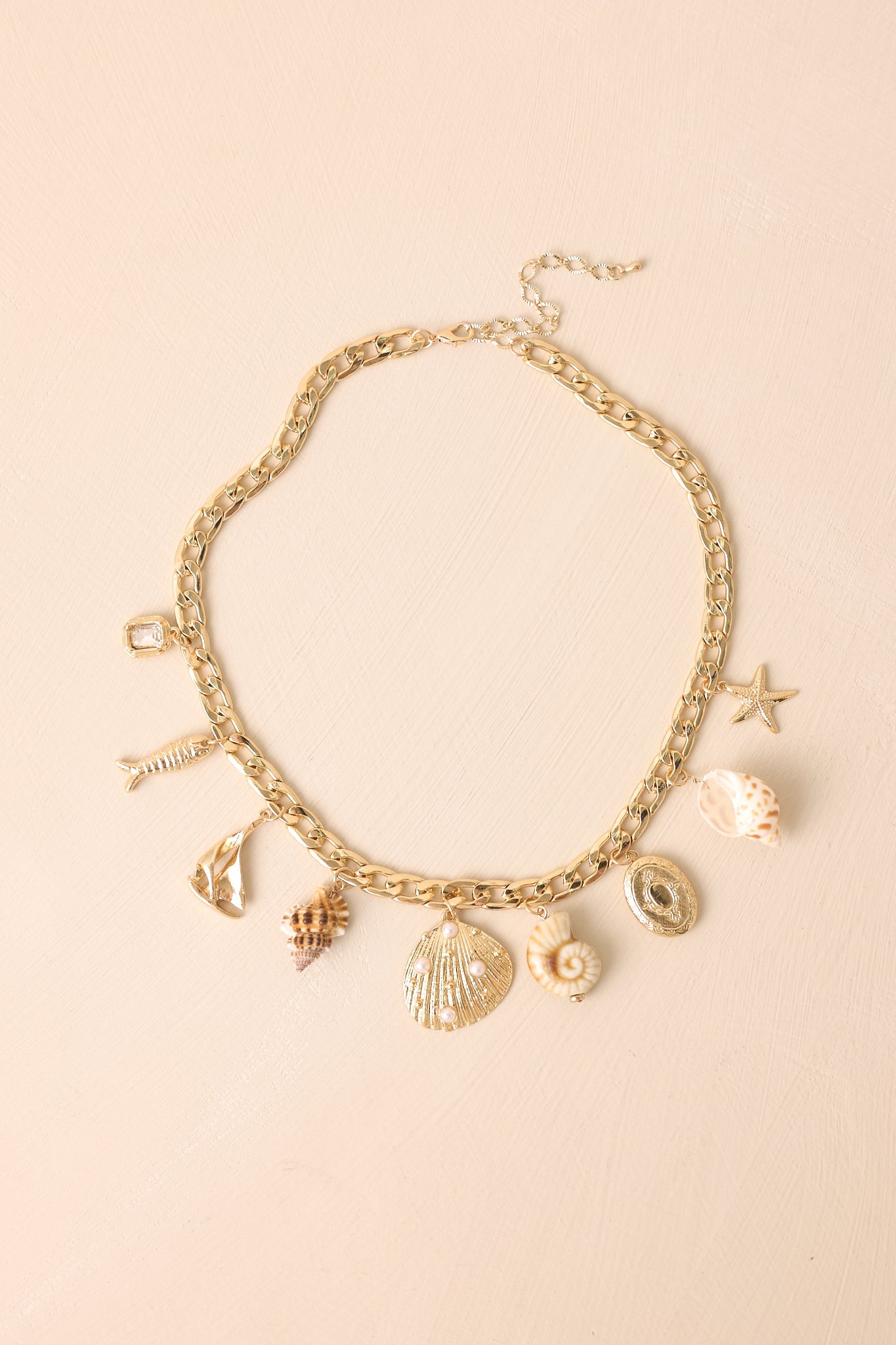 Guided By The Current Gold Coastal Charm Necklace