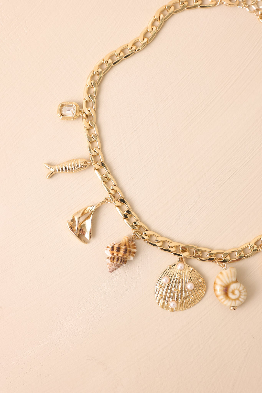Guided By The Current Gold Coastal Charm Necklace