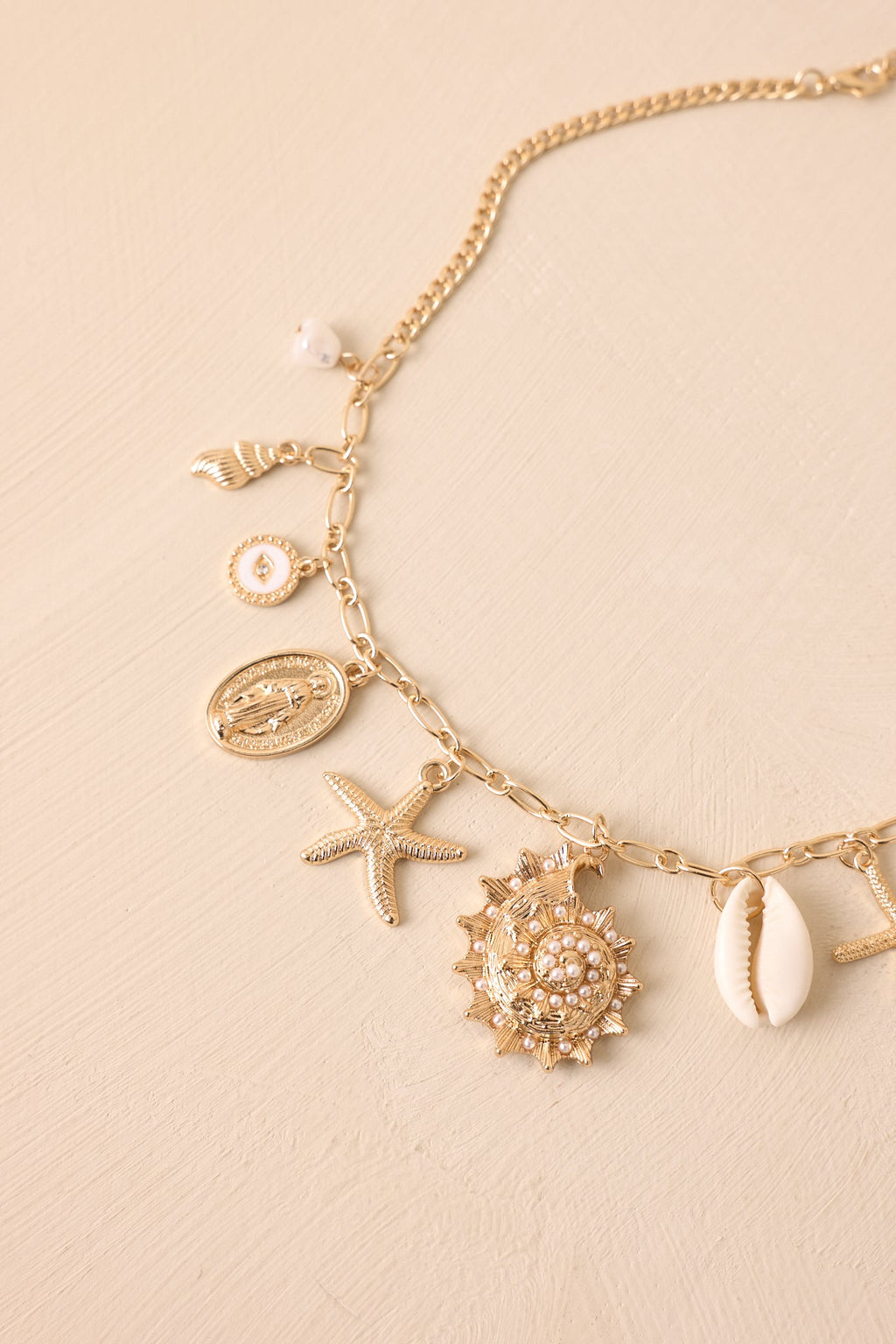 Close To The Shore Gold Coastal Charm Necklace