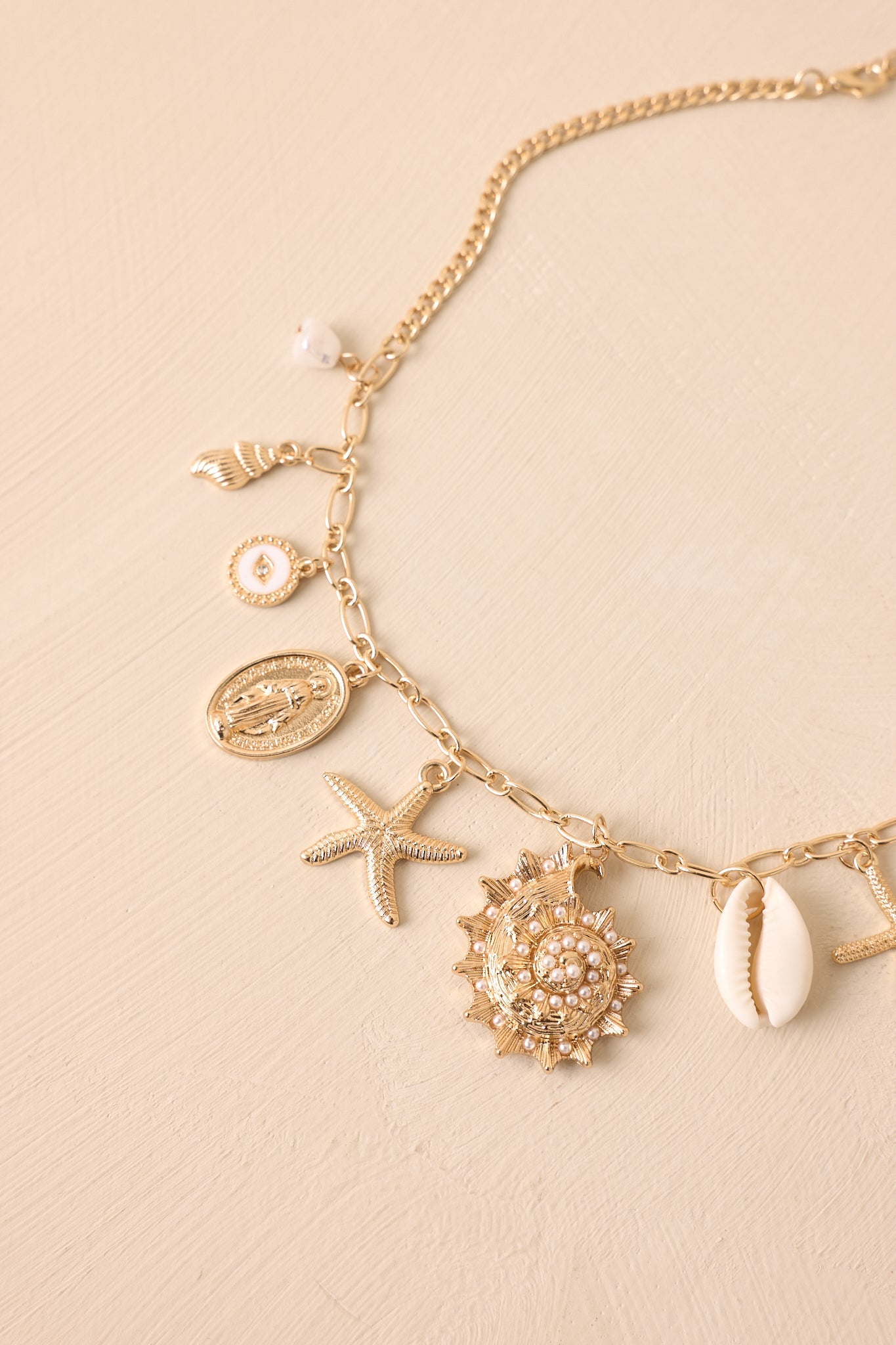 Close To The Shore Gold Coastal Charm Necklace