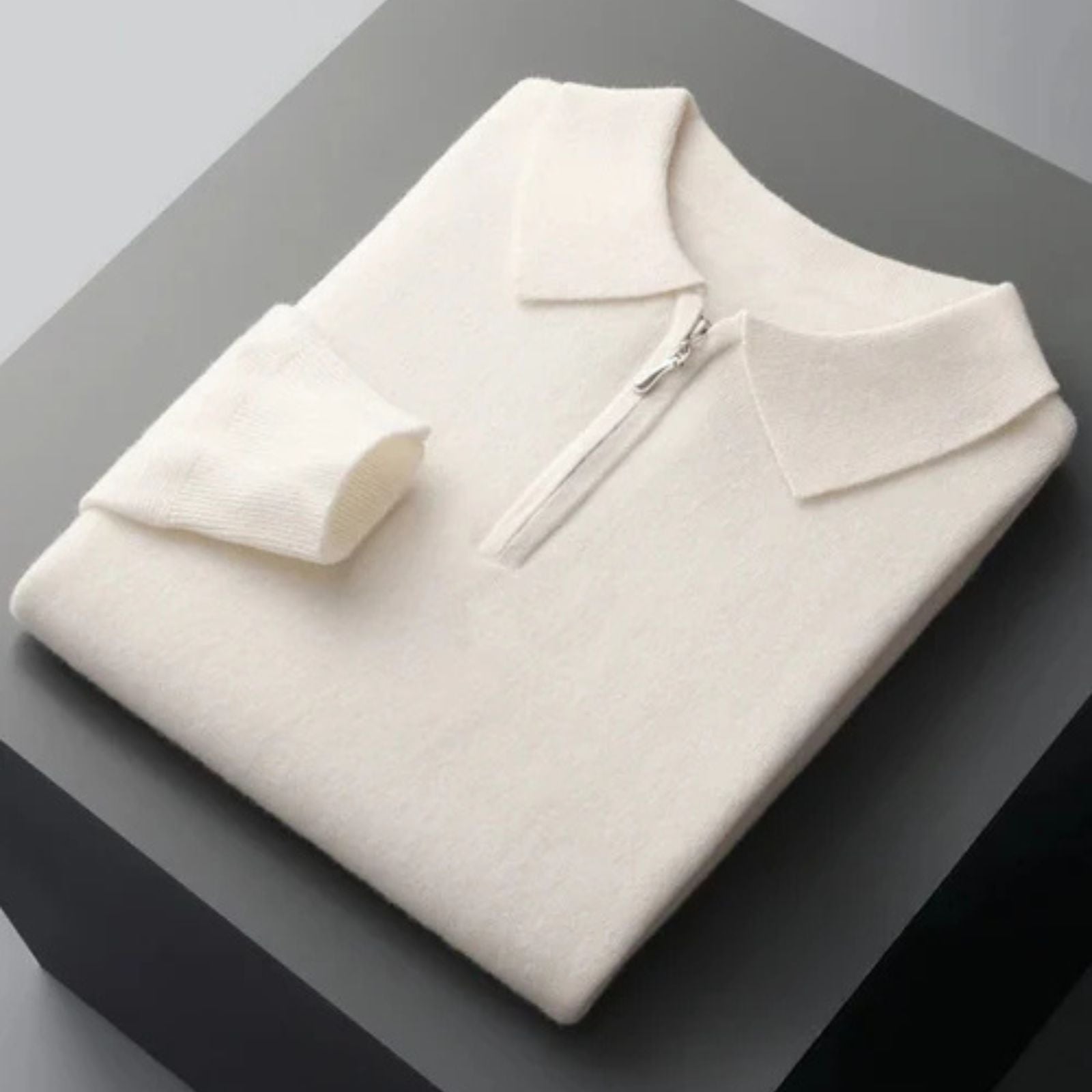 The Vienna Merino Wool Quarter Zip Polo