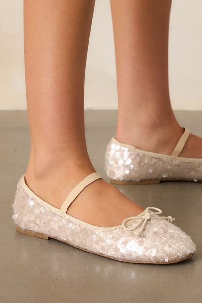 A Step Closer Ivory Pearlescent Sequin Ballet Flat