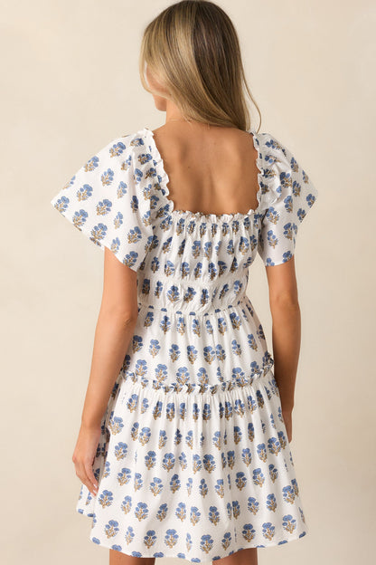 Dancing With Joy Cotton Ivory Floral Mini Dress