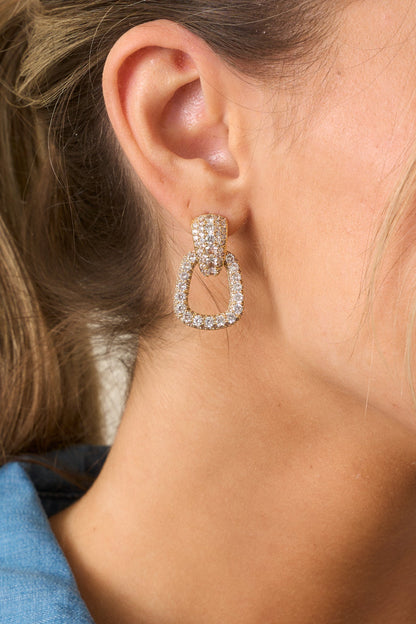 Glistening Rain Gold & Rhinestone Drop Earrings