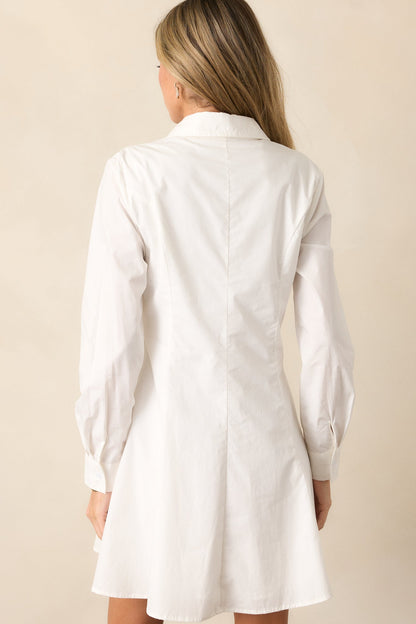 Business Brunch Cotton Ivory Button Front Mini Dress
