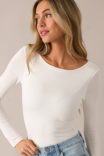 City Chic Ivory Long Sleeve Bodysuit