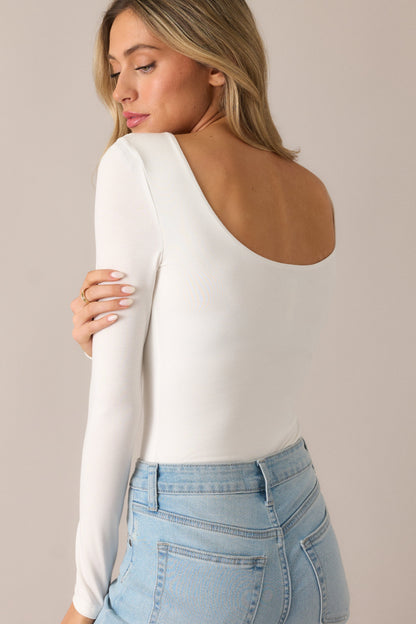 City Chic Ivory Long Sleeve Bodysuit