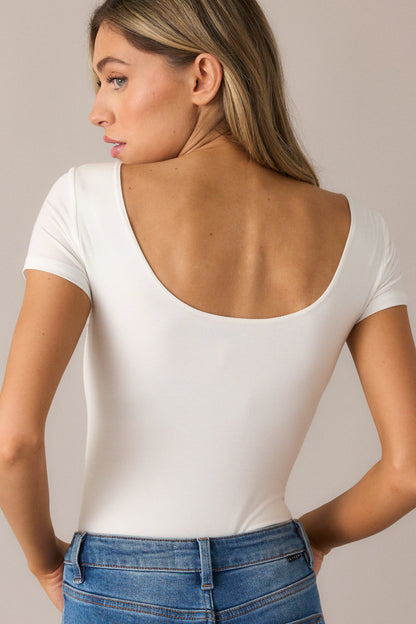 Keep It Real White Scoop Neck Bodysuit