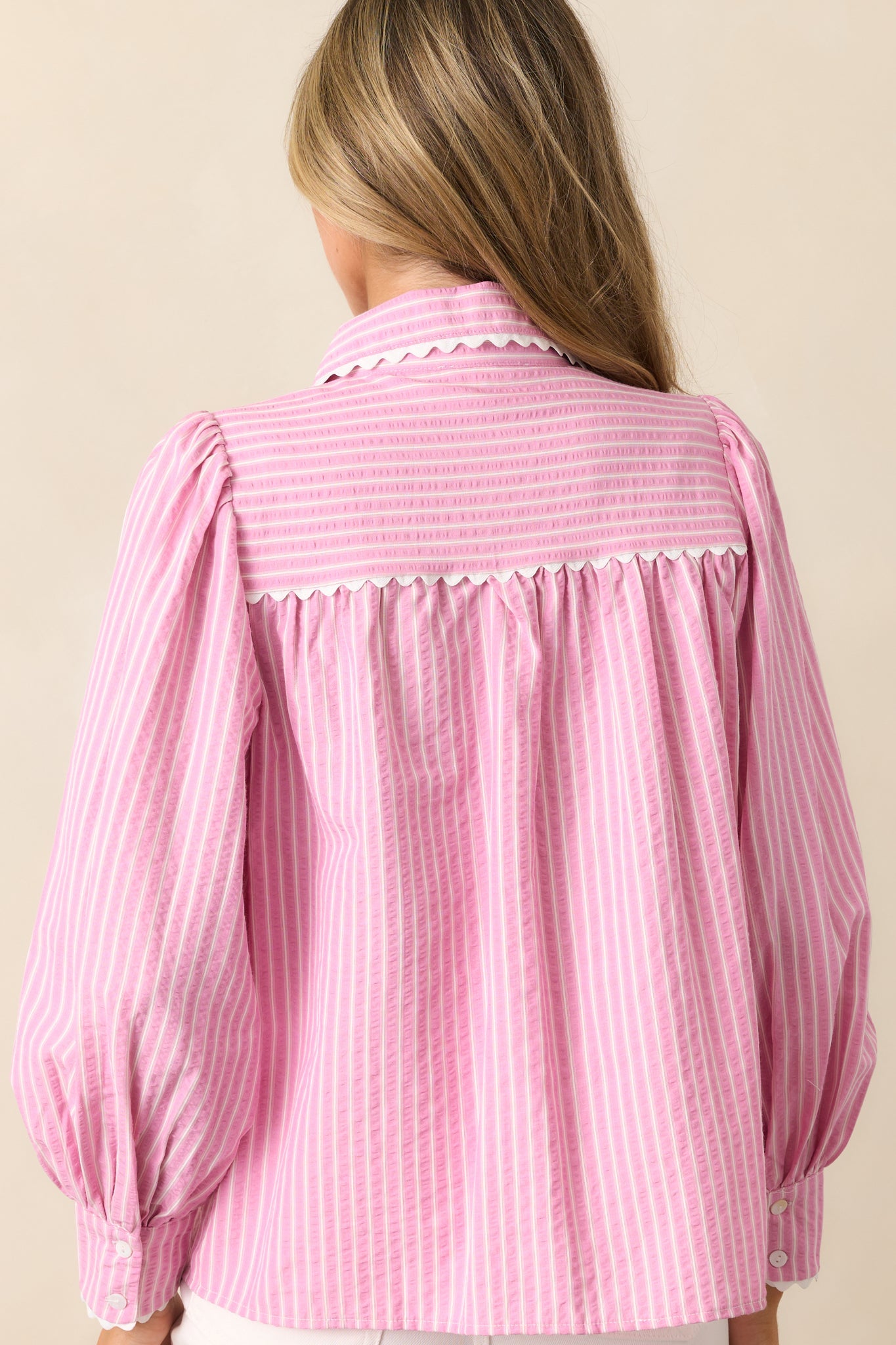 In the Quiet Shade Pink Button Front Blouse