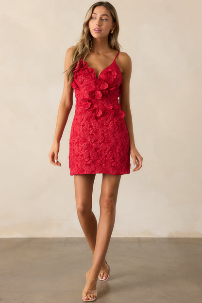 Because Of You Red Jacquard Mini Dress