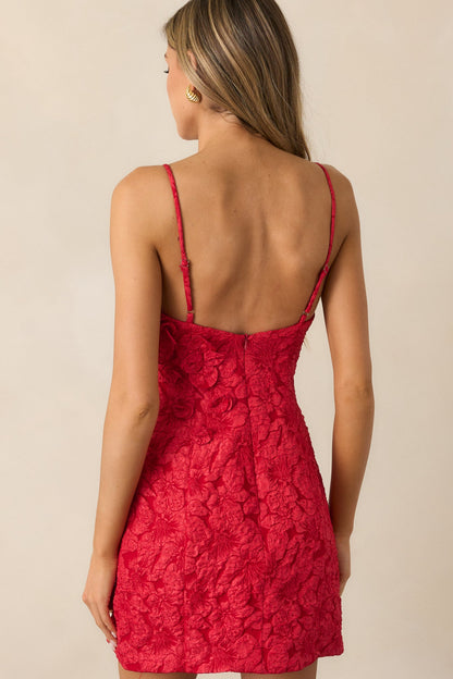 Because Of You Red Jacquard Mini Dress