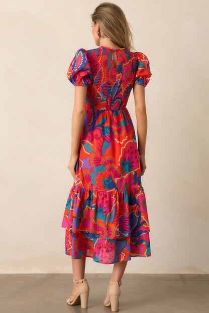 Catching Flights Cotton Orange Multi Print Maxi Dress
