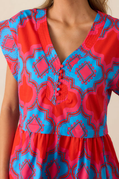 Doing Better Cotton Red Print Mini Dress