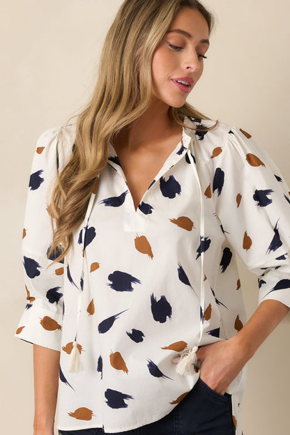 From The Top Cotton Ivory Blouse