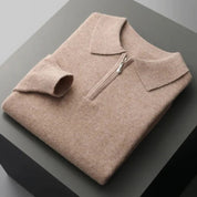 The Vienna Merino Wool Quarter Zip Polo