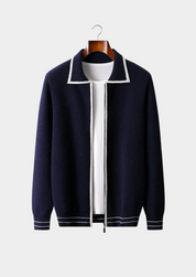 NOBA WOOL TWO-TONE POLO CARDIGAN