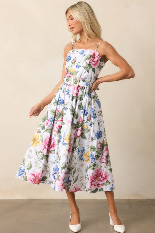 Colette Dream Garden Floral Cotton Belted Midi Dress