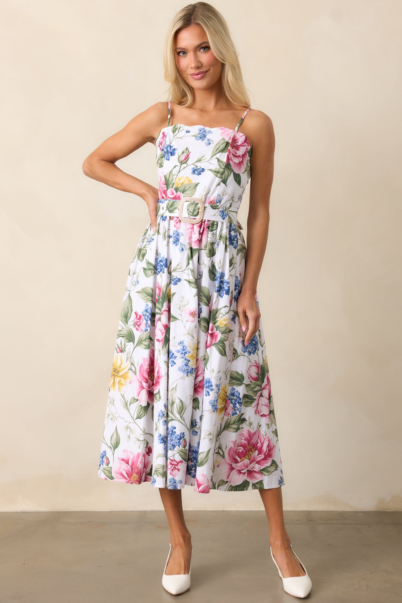 Colette Dream Garden Floral Cotton Belted Midi Dress