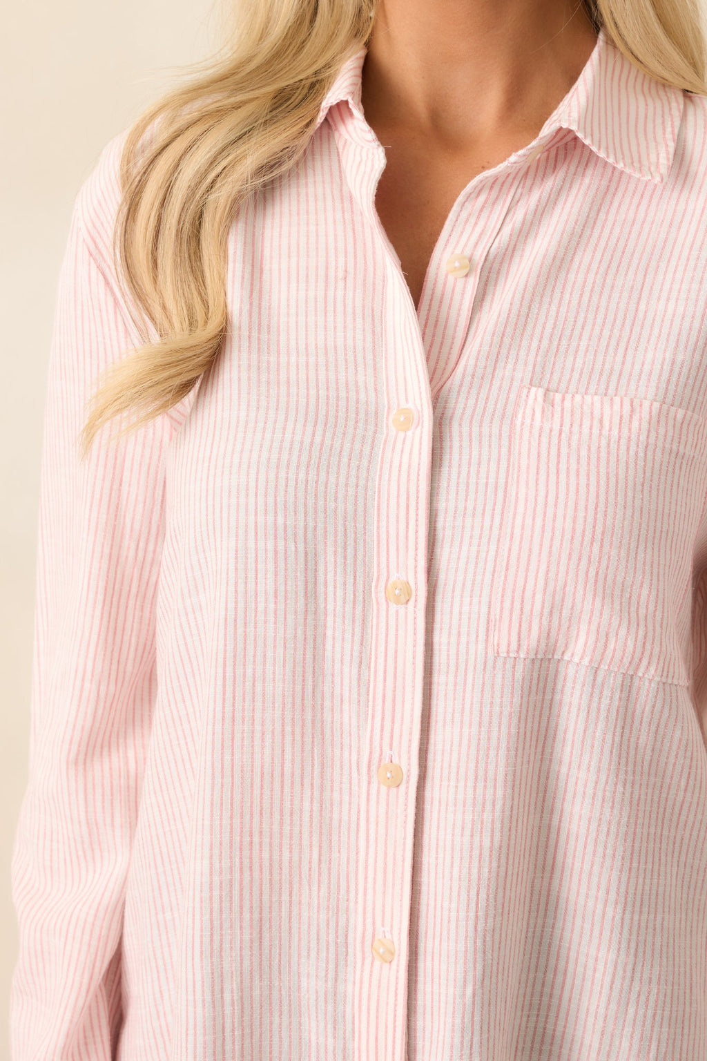 Brighter Days Pink Stripe Button Front Top