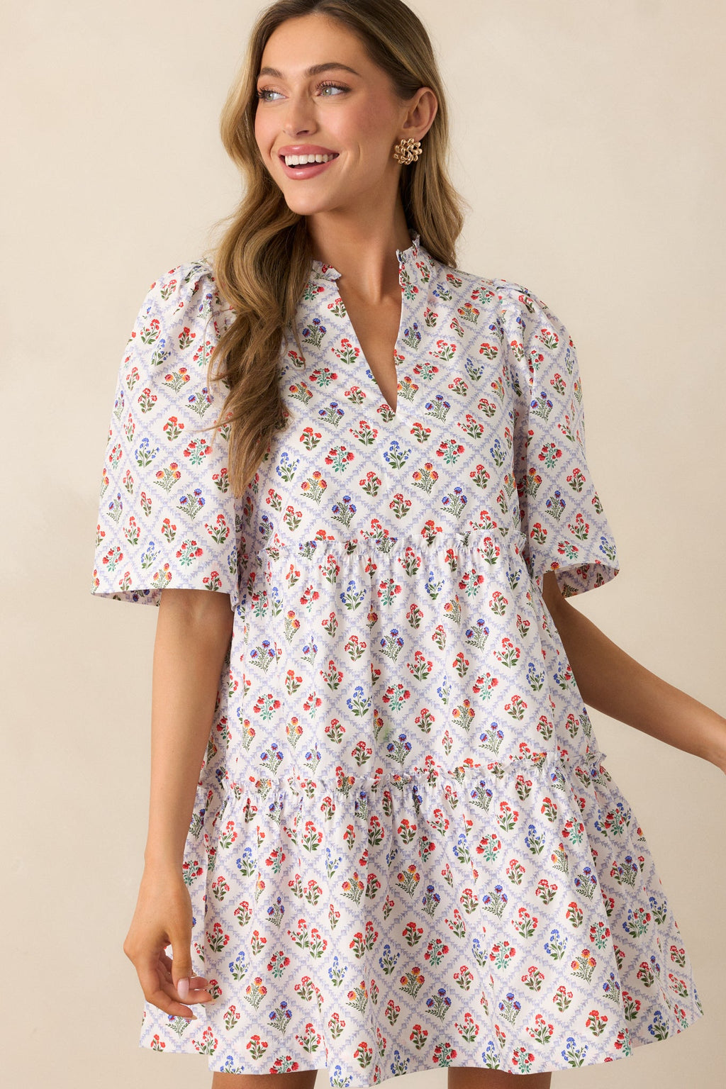 Hold Onto Hope Light Blue Floral Cotton Mini Dress