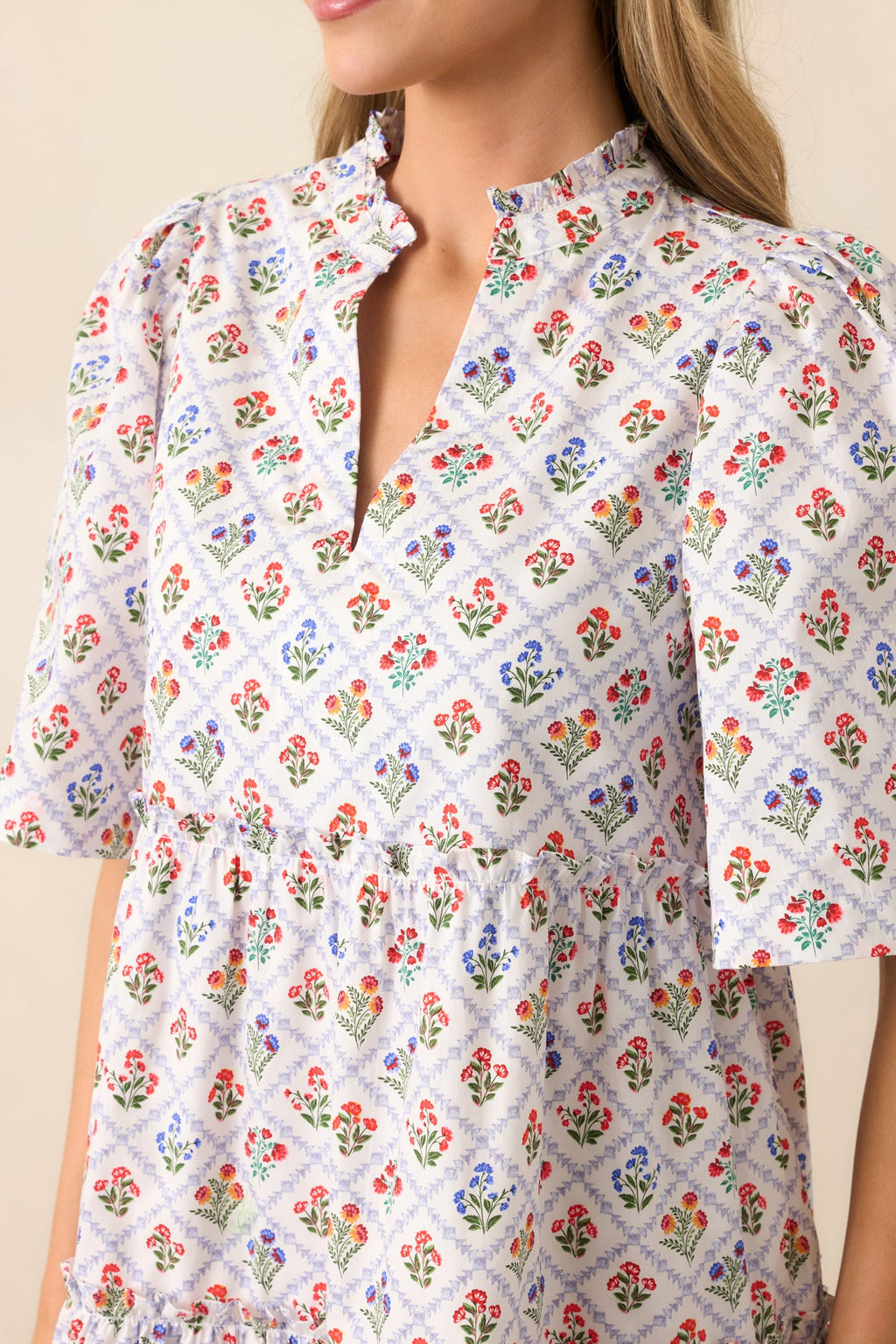 Hold Onto Hope Light Blue Floral Cotton Mini Dress