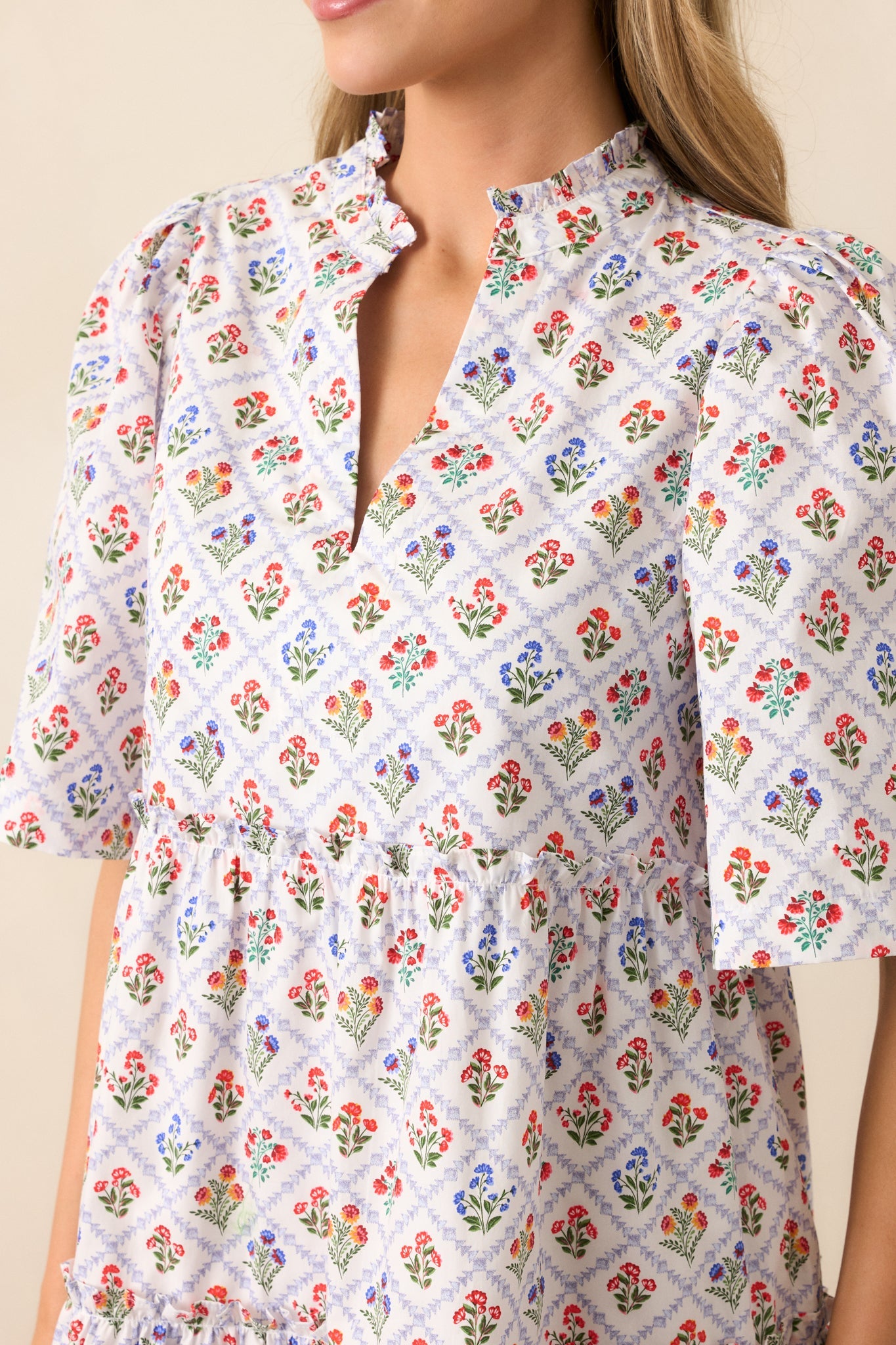 Hold Onto Hope Light Blue Floral Cotton Mini Dress