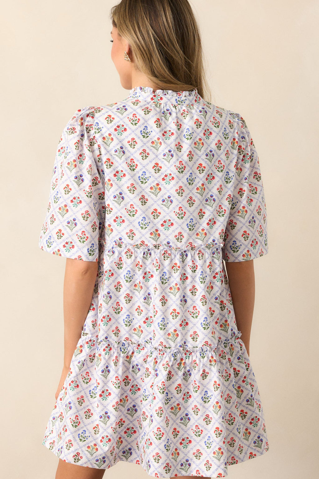 Hold Onto Hope Light Blue Floral Cotton Mini Dress