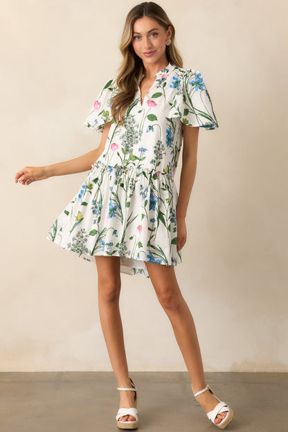 Everything In Bloom Ivory Multi Floral Cotton Mini Dress