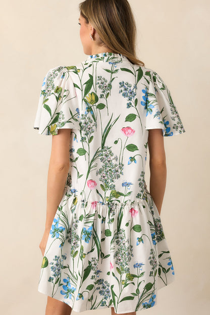 Everything In Bloom Ivory Multi Floral Cotton Mini Dress