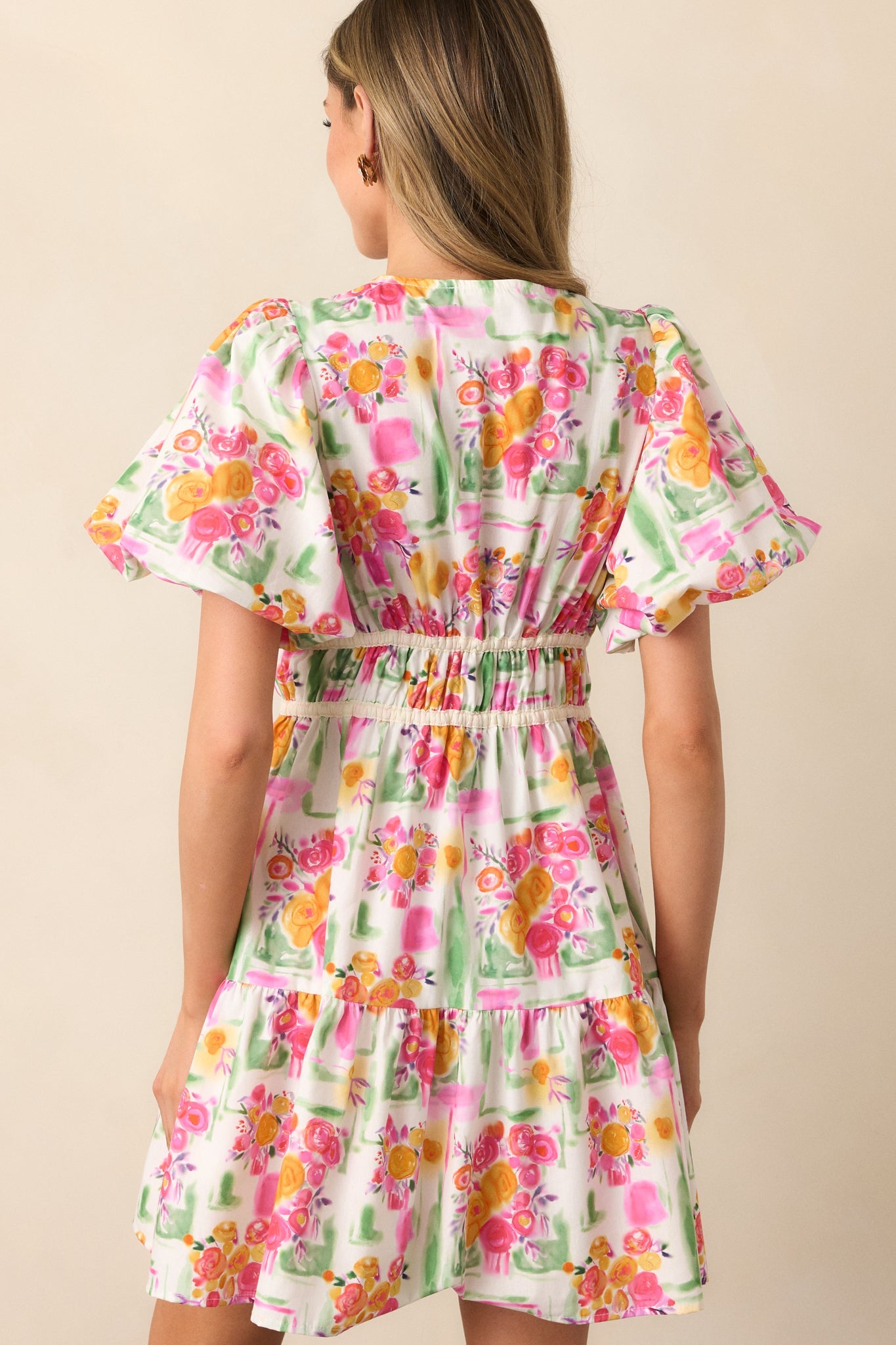Yours Truly Pink Floral Cotton Puff Sleeve Mini Dress