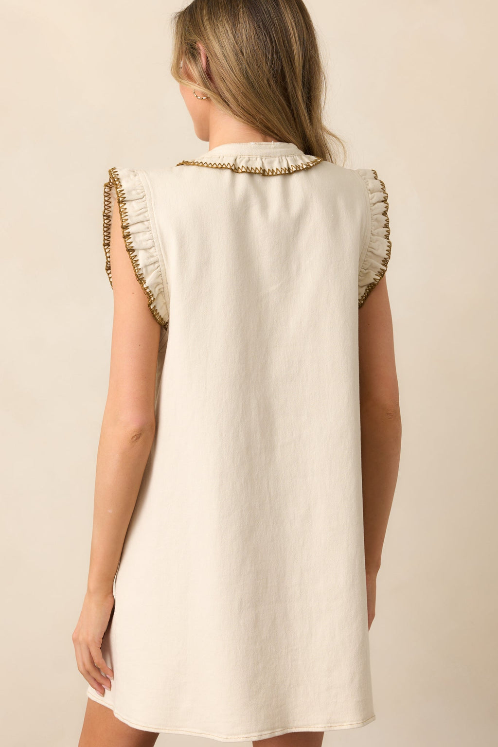 Bed & Breakfast Taupe Button Front Mini Dress