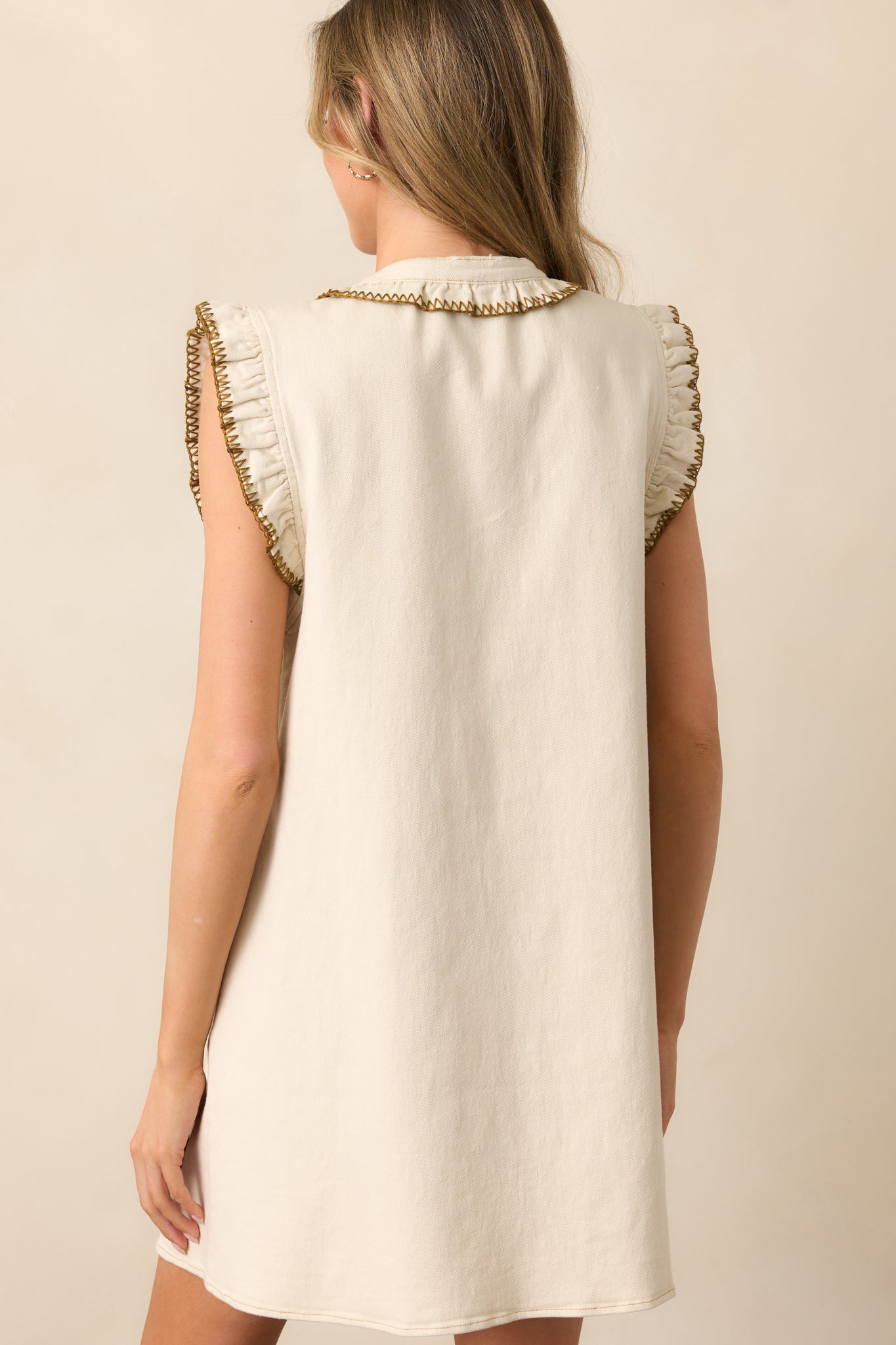 Bed & Breakfast Taupe Button Front Mini Dress