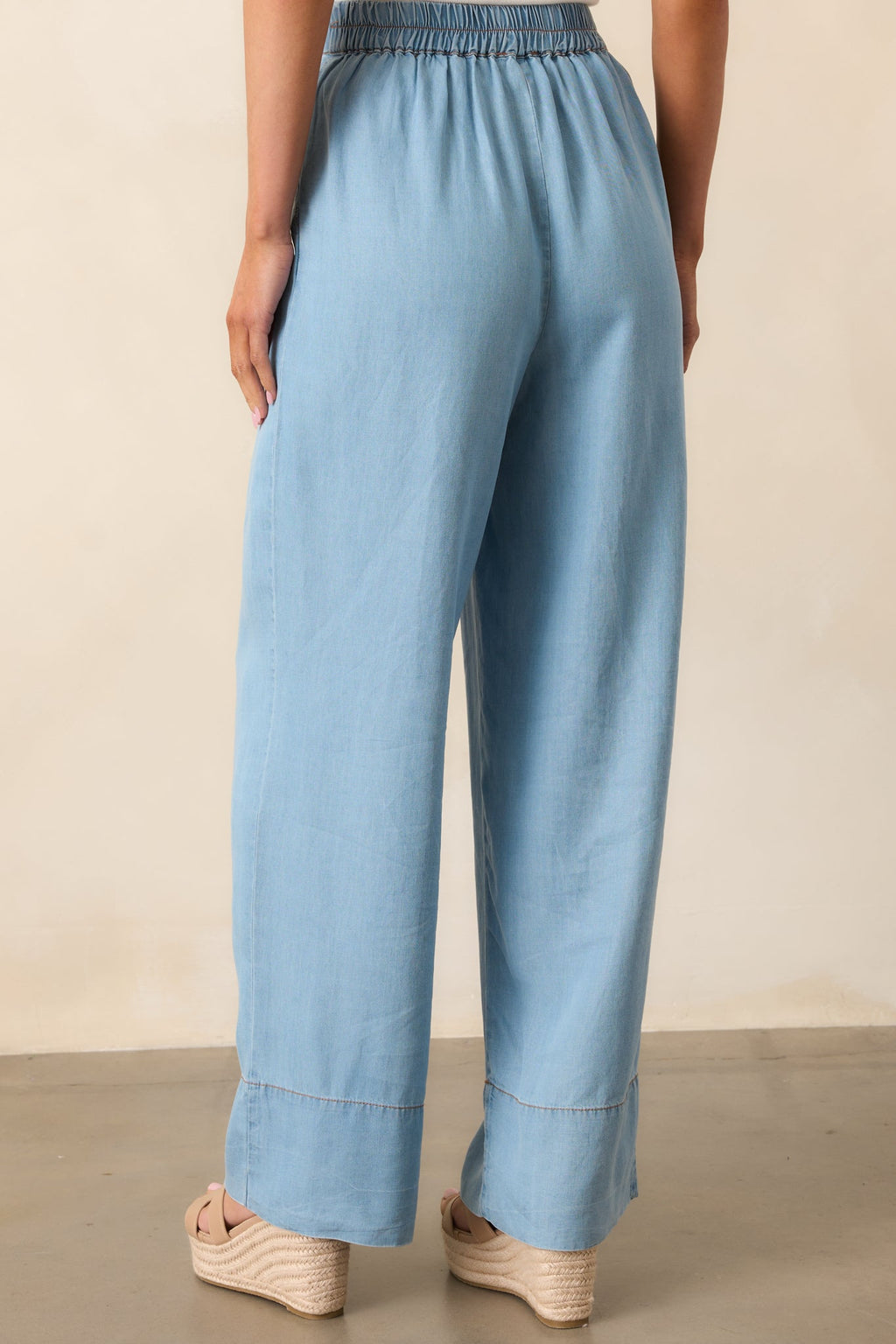At A Moments Notice Blue Chambray Tailored Pants