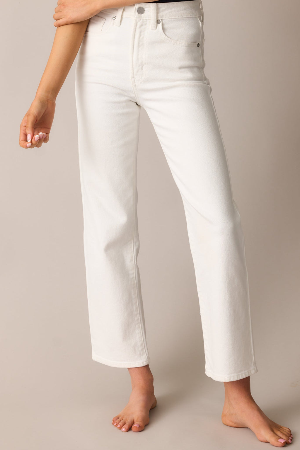 Hard At Work White Straight Leg Jeans