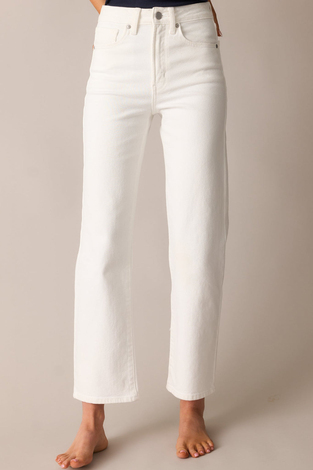 Hard At Work White Straight Leg Jeans