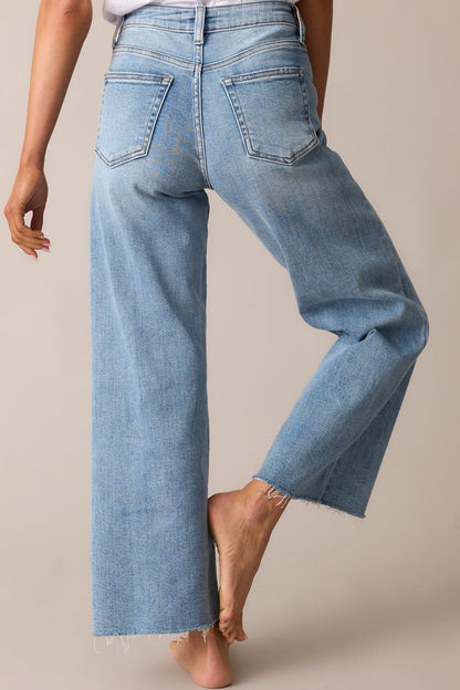 Already On It Light Wash Wide Leg Jeans