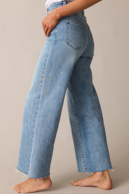 Already On It Light Wash Wide Leg Jeans