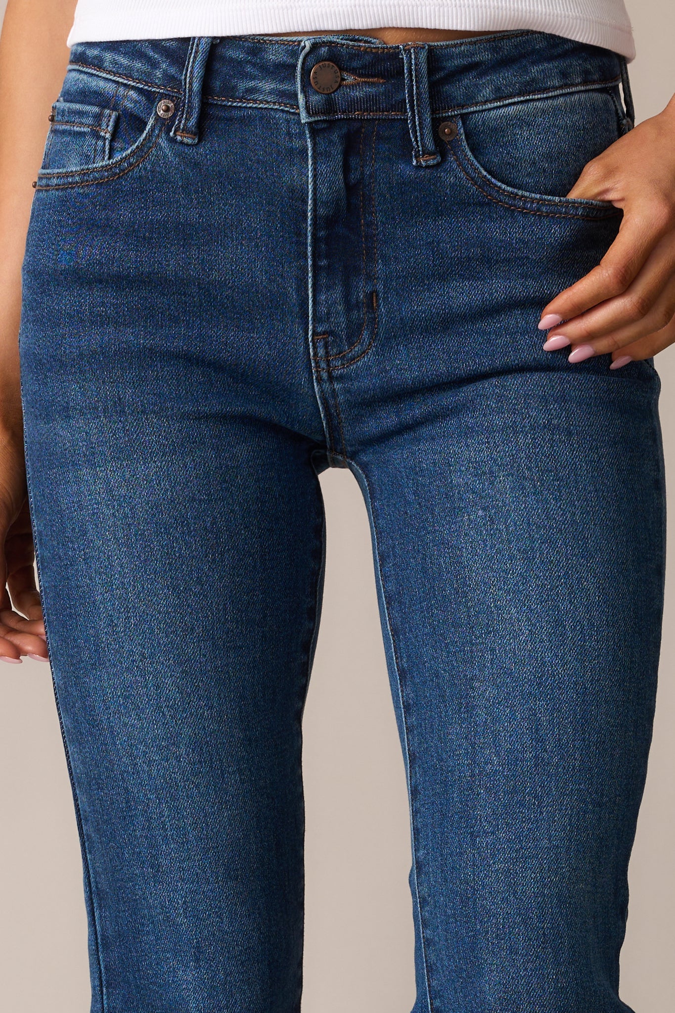 Back And Forth Dark Wash Cropped Flare Jeans