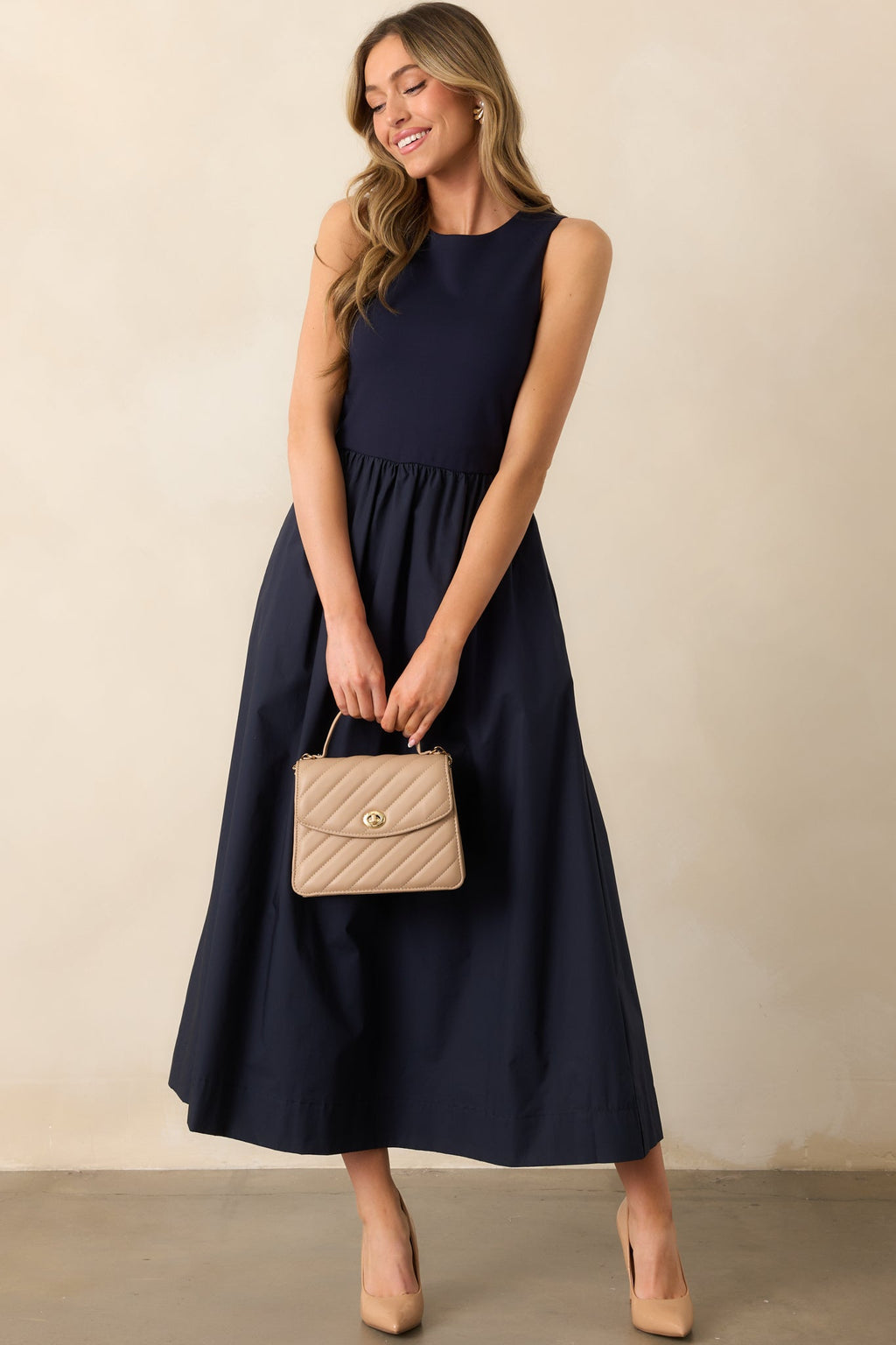 A World Full Of Wonder Navy Sleeveless Maxi Dress