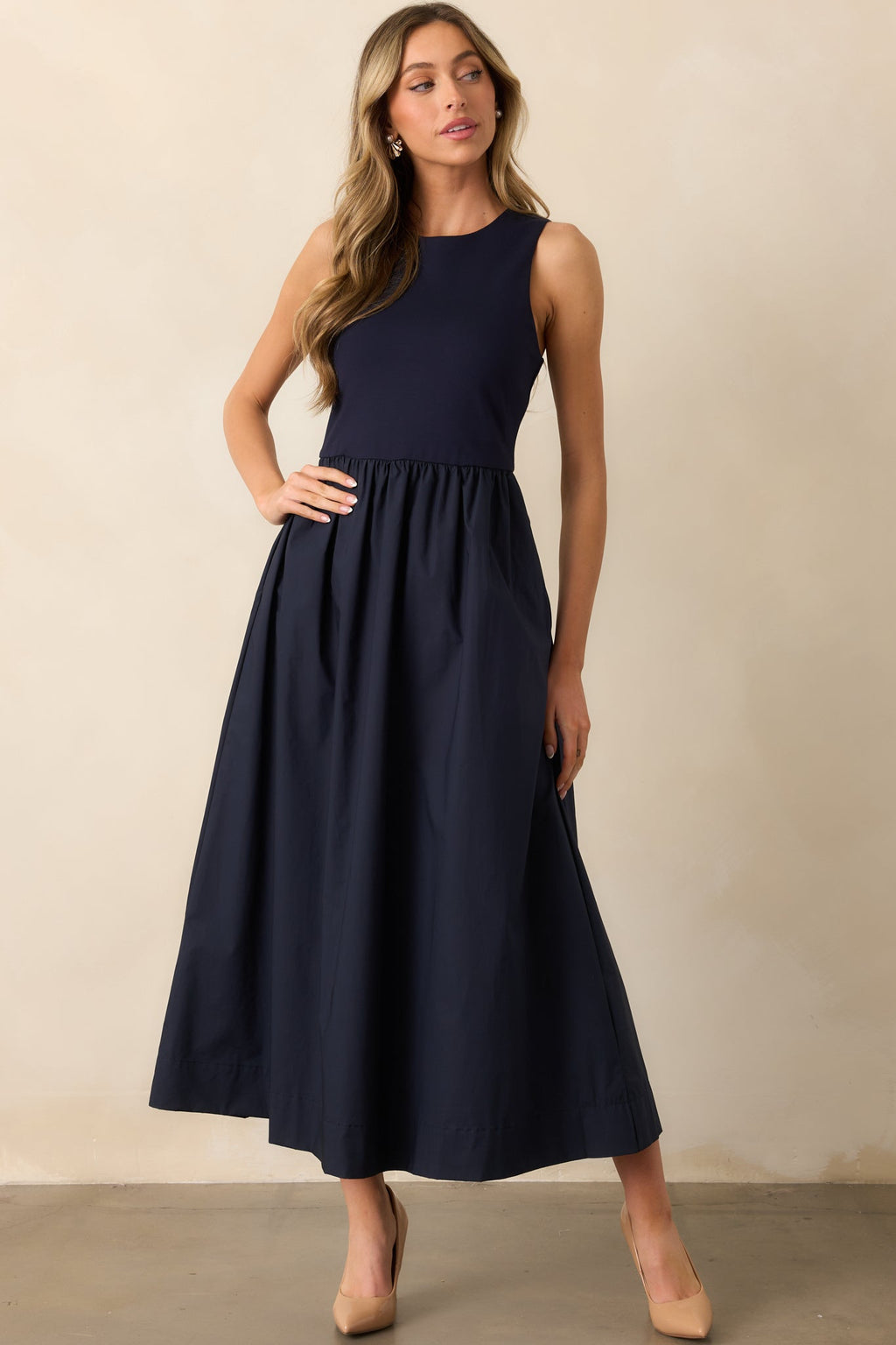 A World Full Of Wonder Navy Sleeveless Maxi Dress