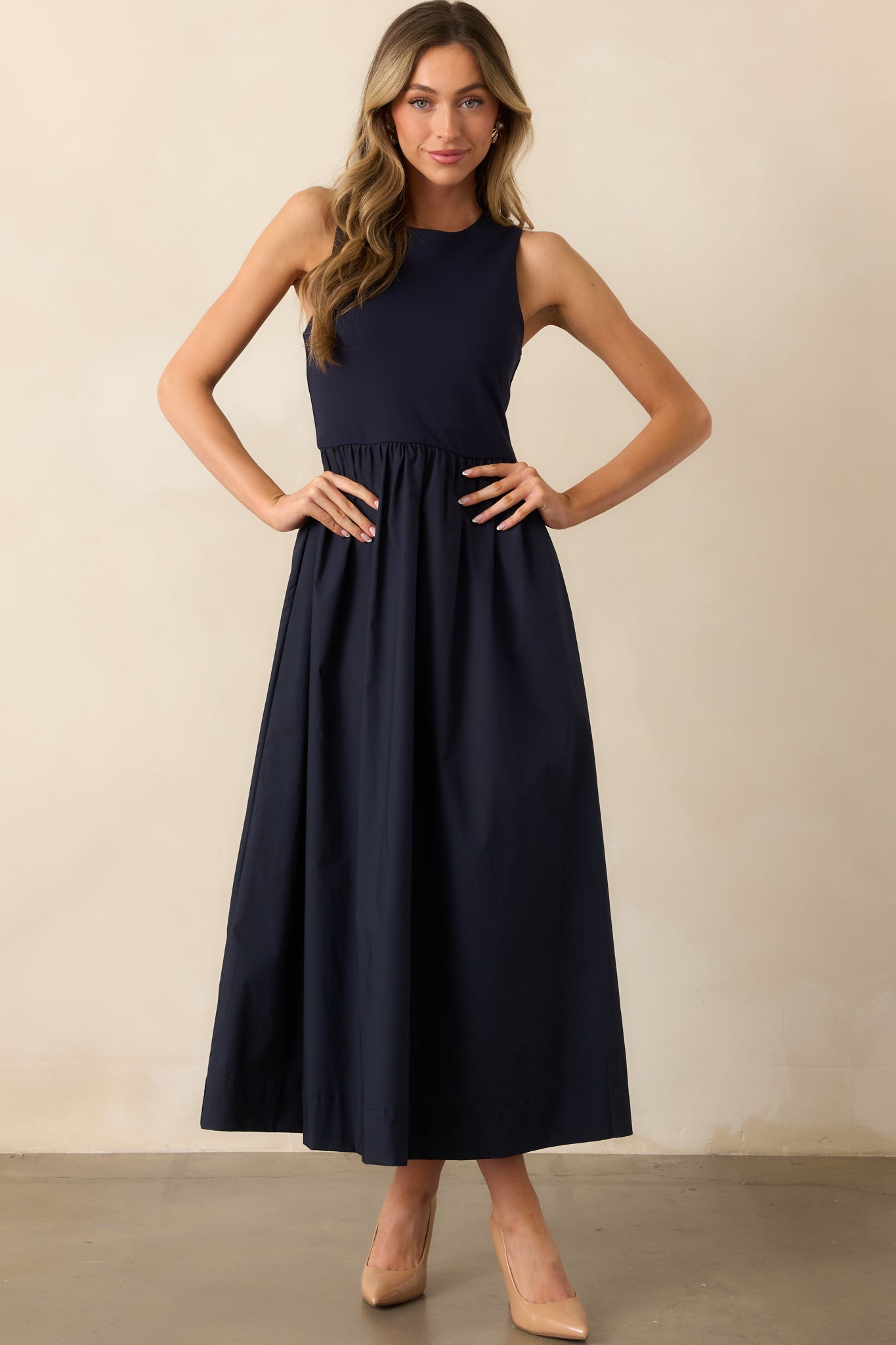 A World Full Of Wonder Navy Sleeveless Maxi Dress