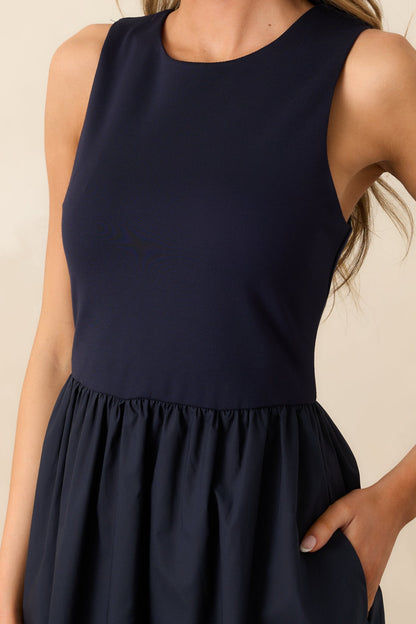 A World Full Of Wonder Navy Sleeveless Maxi Dress