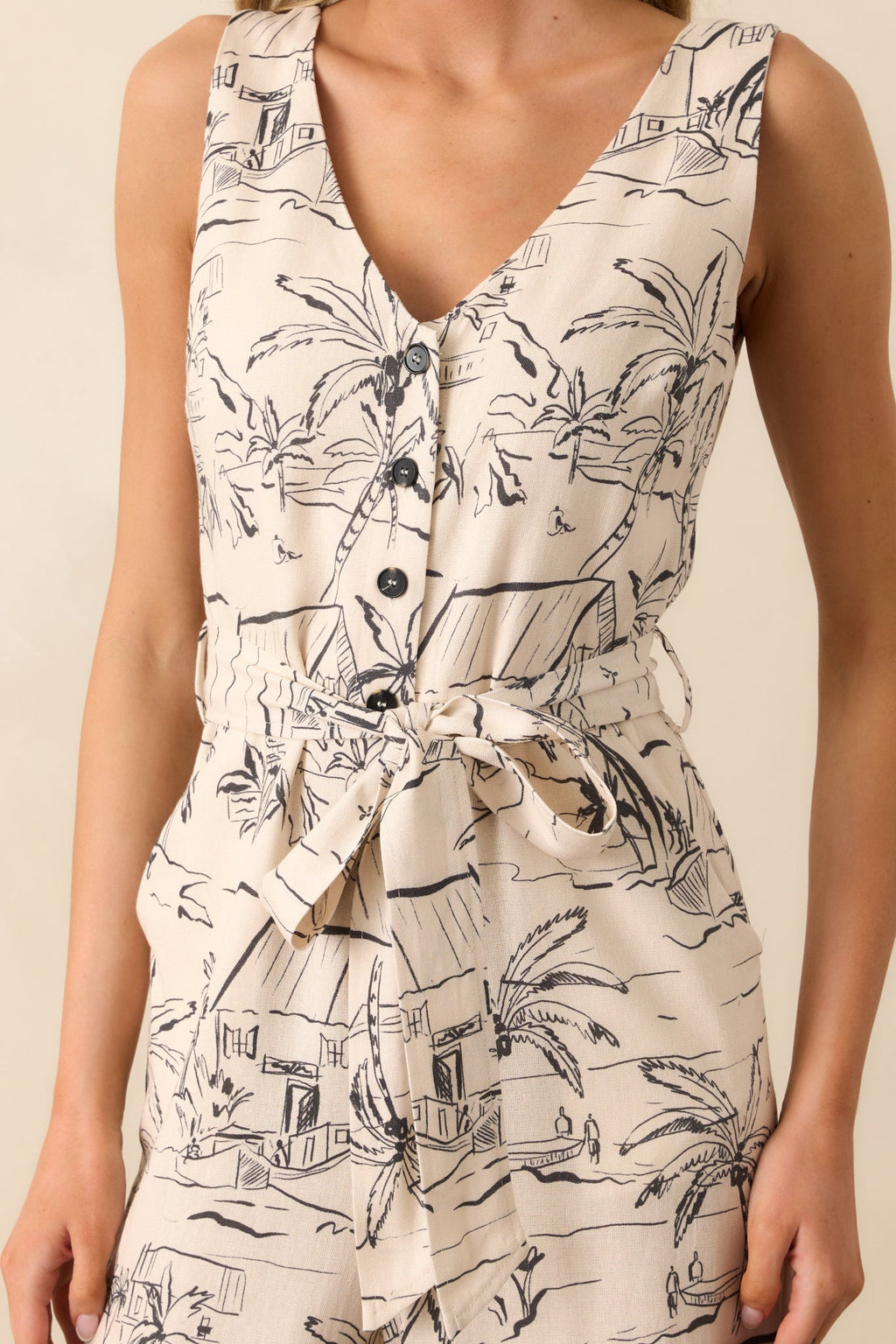 Living For This Ivory Tropical Print Sleeveless Jumpsuit