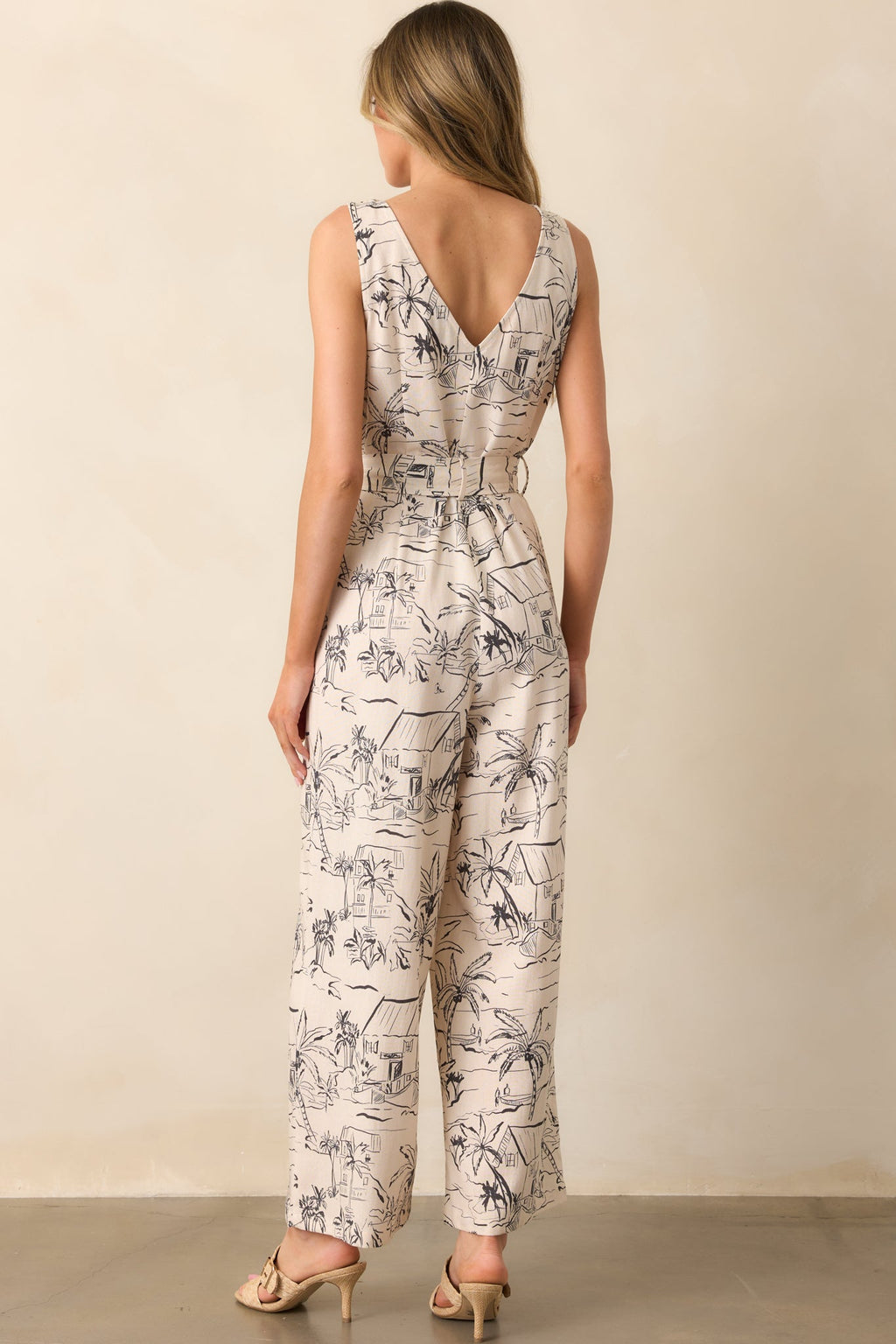 Living For This Ivory Tropical Print Sleeveless Jumpsuit