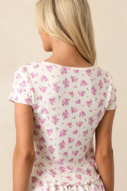 Z Supply Bone Ivory Flower Market Ditsy Pointelle Tee